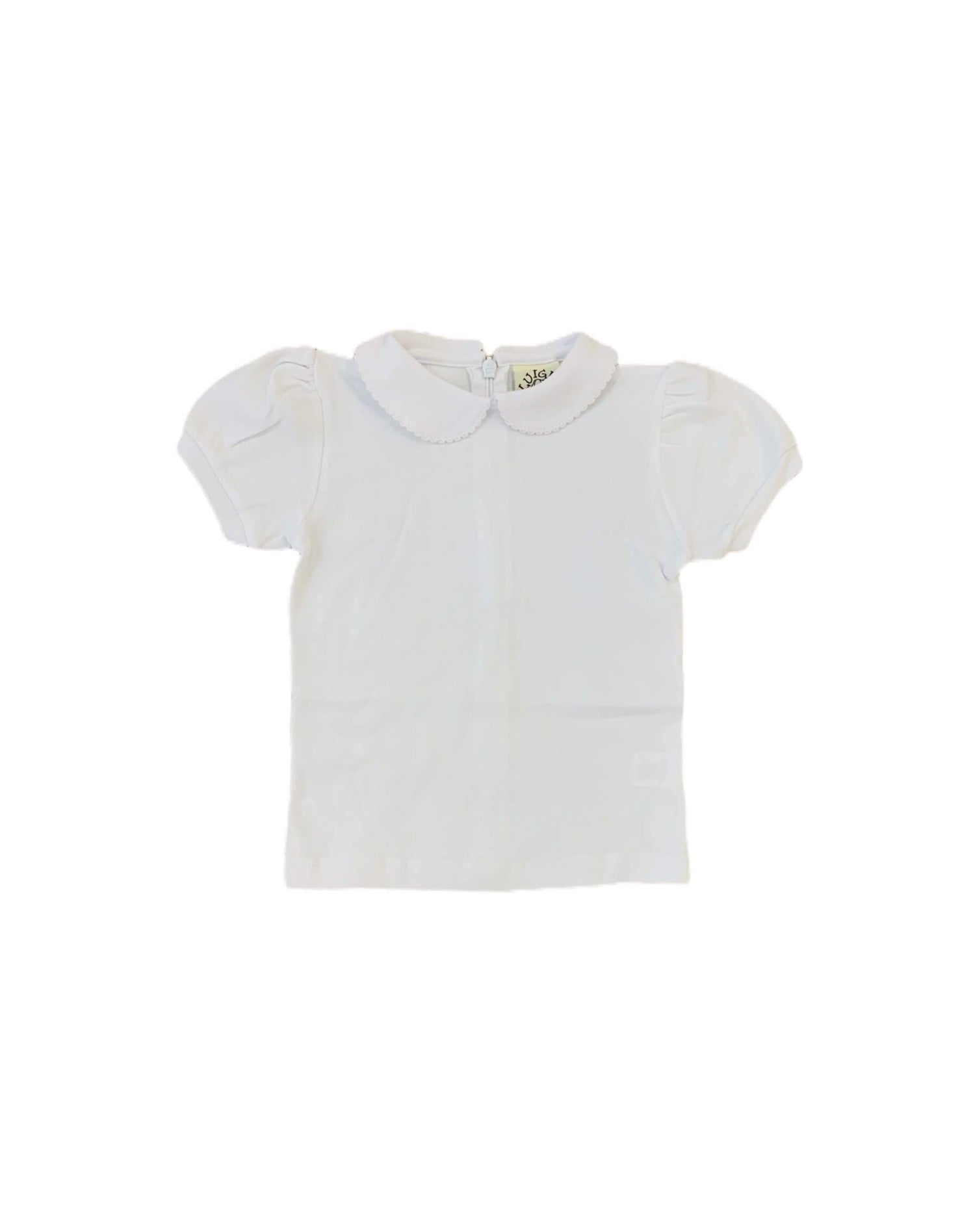 White Girls Peter Pan Top with collar and puffed sleeves