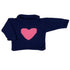 navy sweater with pink heart